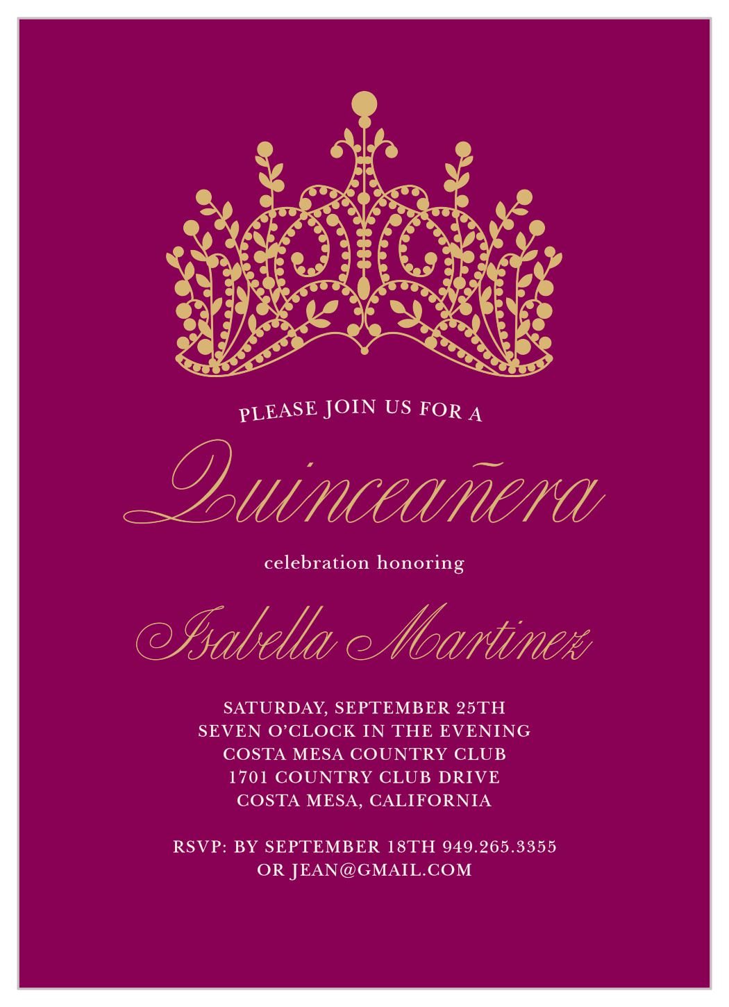 Princess Quince Foil Quinceañera Invitations by Basic Invite
