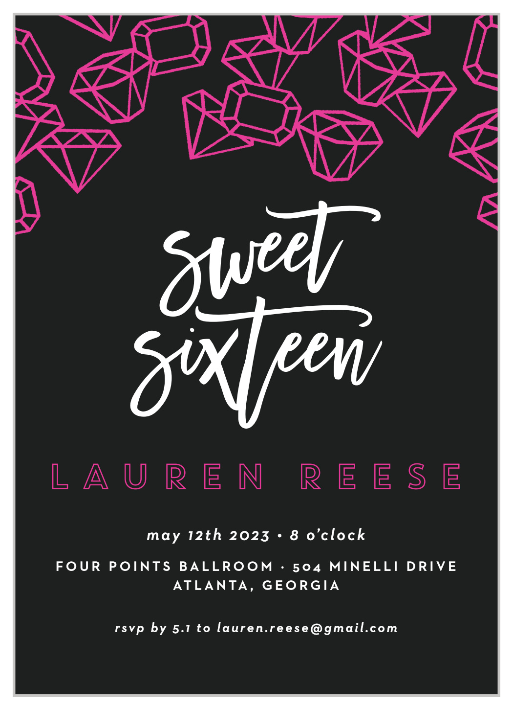 Scattered Jewels Sweet Sixteen Invitations By Basic Invite