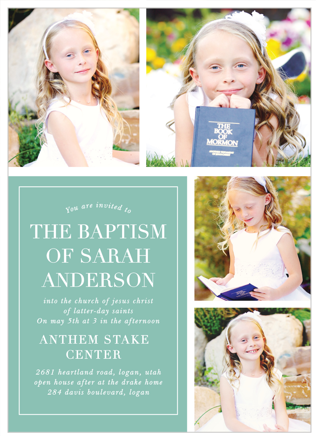 Book Frame LDS Baptism Invitations by Basic Invite