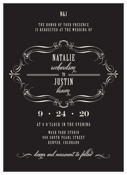 Black Wedding Invitations - Match Your Color & Style Free!