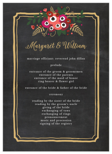 Chalkboard Wedding Programs Match Your Color Style Free