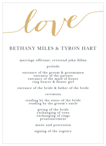 Love Script Wedding Programs