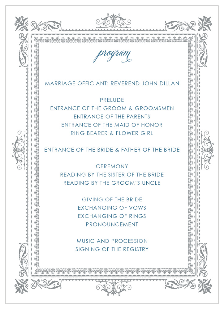 Elegant Frame Wedding Programs By Basic Invite