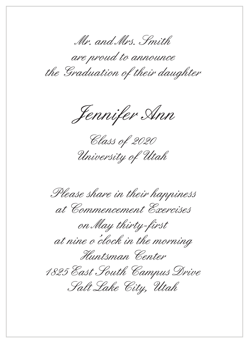 The Traditional Elegance Graduation Invitation