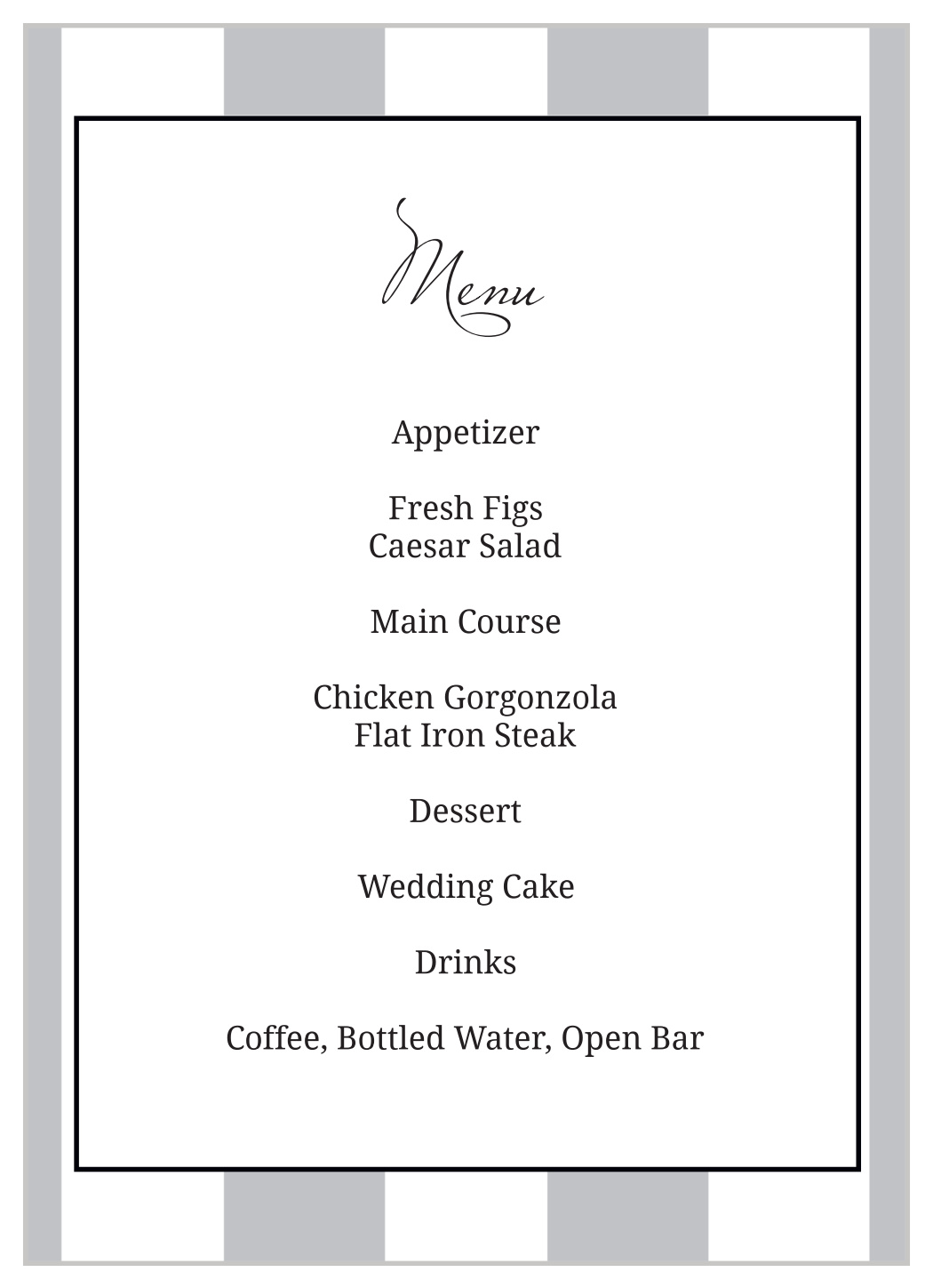 Elegant Stripes Wedding Menus by Basic Invite