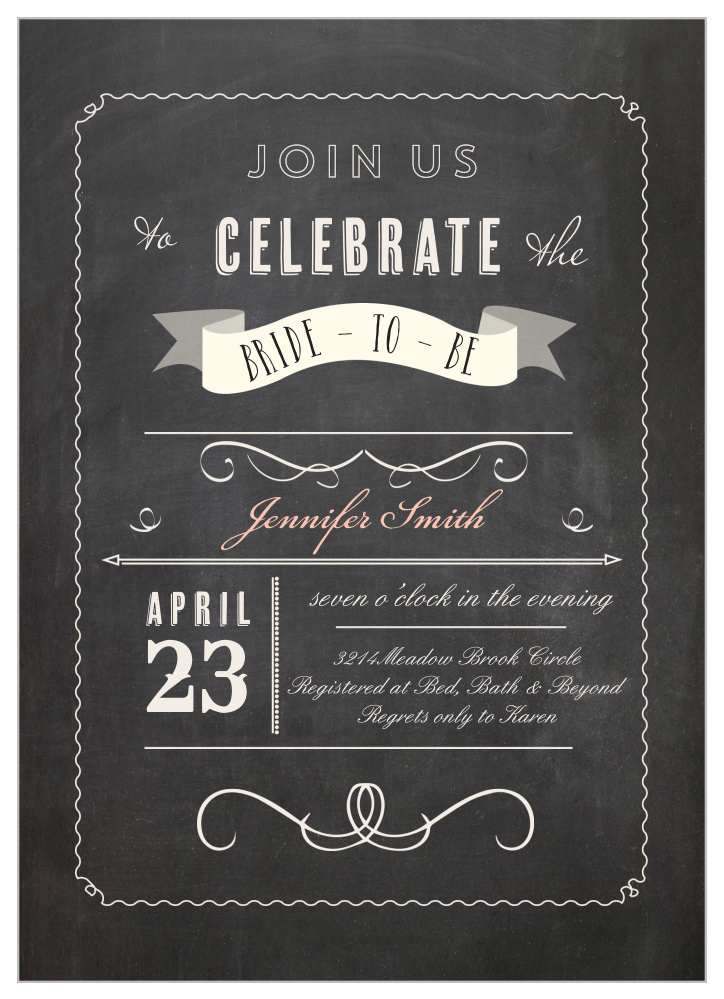 Chalkboard Bridal Shower Invitations by Basic Invite