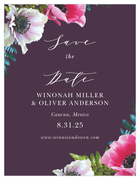 The Vibrant Anemone Save-the-Date Cards are an exquisite display of contrasts.