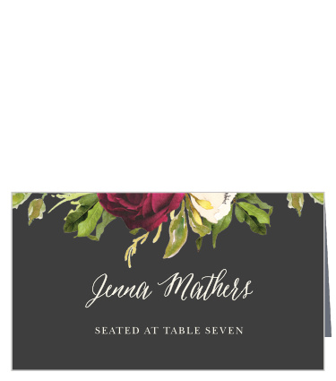 Personalize the Garden Romance Place Cards colors and fonts to coordinate with your wedding theme. 