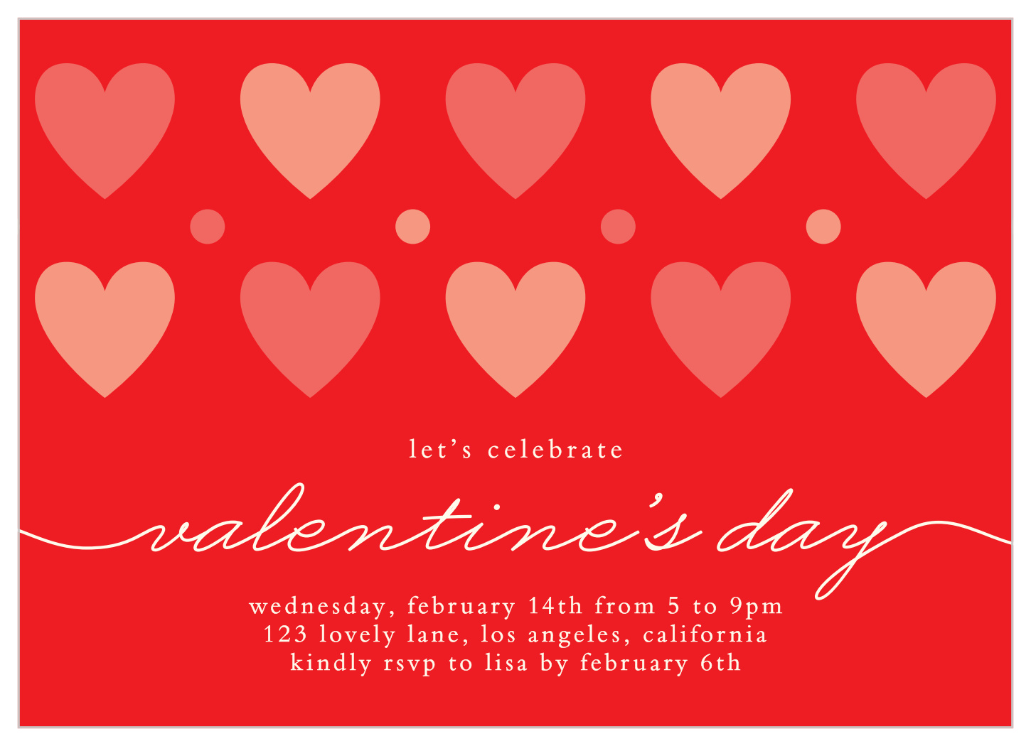 Dots & Hearts Valentine's Day Invitations by Basic Invite