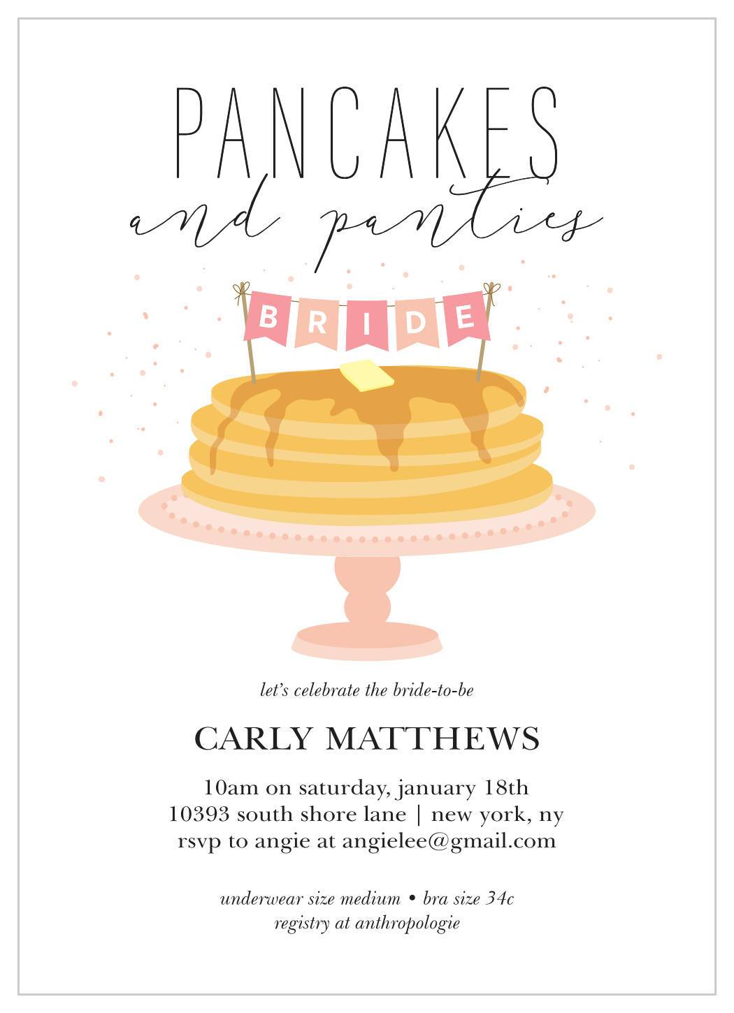 Pancakes & Panties Bridal Shower Invitations by Basic Invite