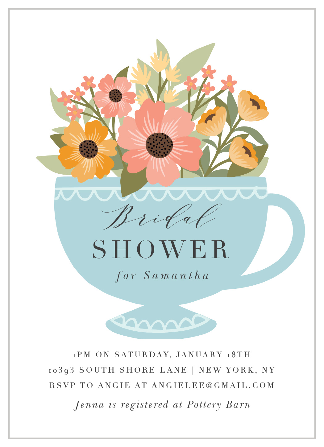 Tea Party Bridal Shower Invitations by Basic Invite