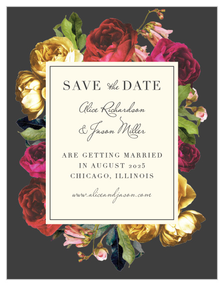 Rose Floristry Save-the-Date Cards guarantee that your friends and family mark their calendars well in advance of your special day. 