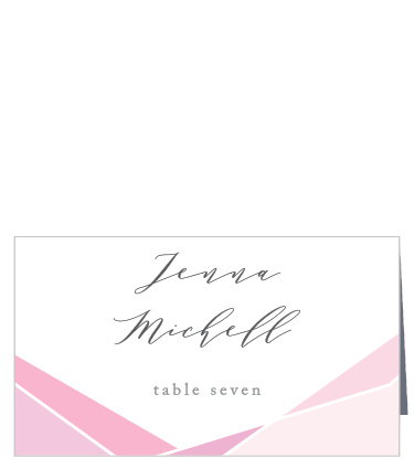 Your guests' names are displayed in a stunning calligraphy, the black text standing out sharply against the light pink backing of our Playful Lines Place Cards.