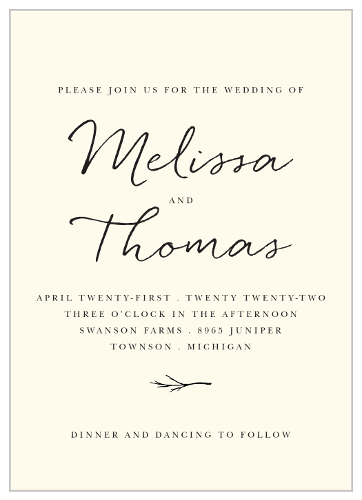 For a gorgeous invitation befitting the elegance of your wedding plans, look no further than our Weathered Twig Wedding Invitations.