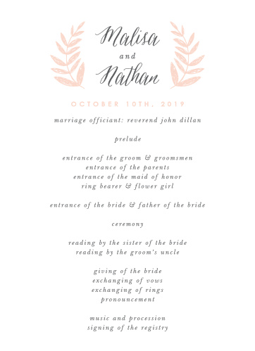 wedding programs match your colors style free basic invite