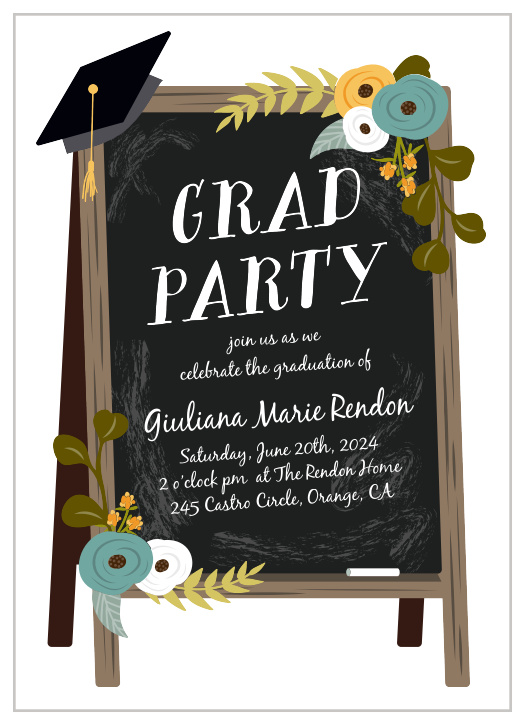 Our Chalkboard Art Graduation Party Invitations are a gorgeous way to gather together your friends and family for the big day. 