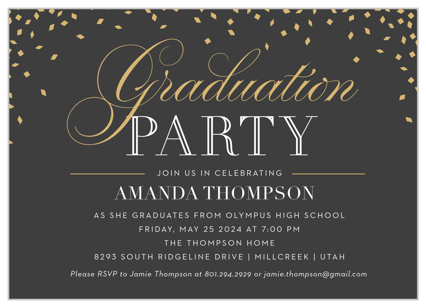 Vintage Postcard Graduation Party Invitation and Graduation Announcement in  one Black 2019 Gold PRINTABLE or PRINTED INVITES Lavender dexis-iberica  Invitations Paper & Party Supplies
