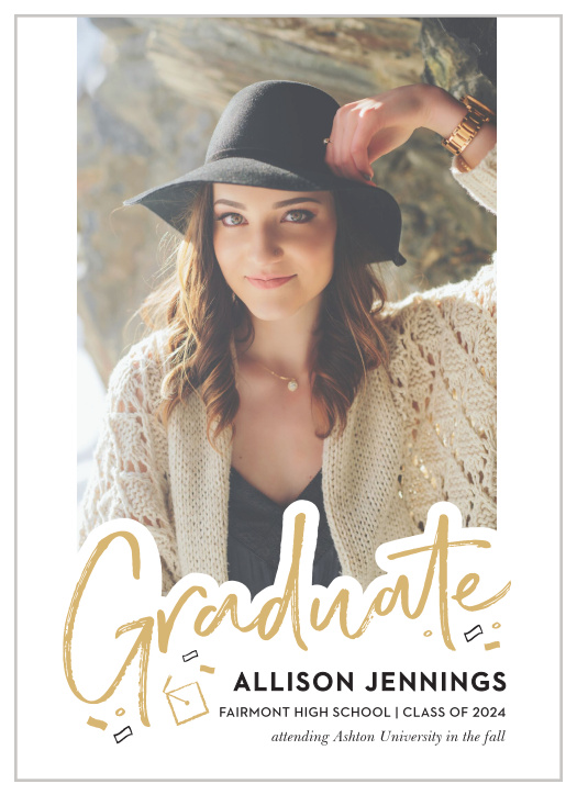 Celebrate your many accomplishments with our stylish and exciting Lettered Overlay Graduation Announcements.