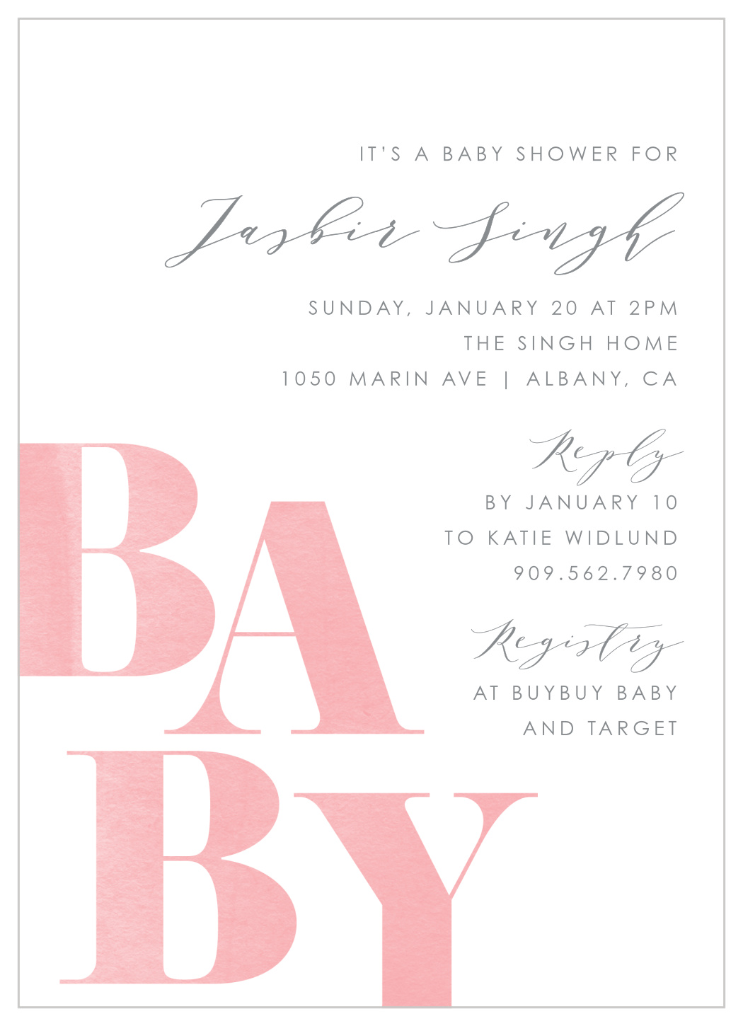 Baby Girl Baby Shower Invitation Wording