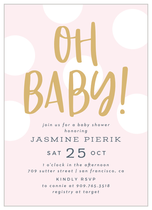 Gather your close friends and family together to celebrate the little one on the way with our Polka Dot Baby Shower Invitations.