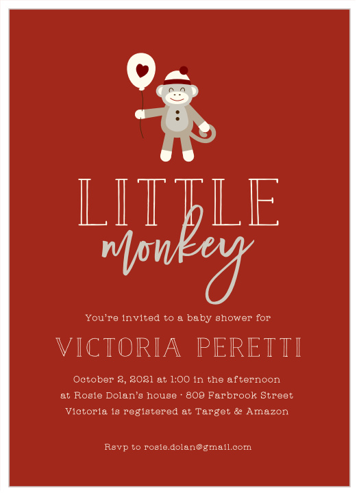 Monkey Baby Shower Invitations Match Your Color Style Free