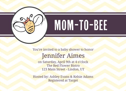 Mother To Bee Baby Shower Invitations Match Your Color Style Free