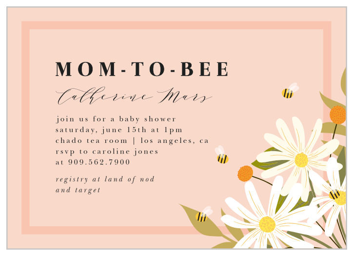 Customize this Mom to Bee baby shower invite with colors and fonts to match you theme! 