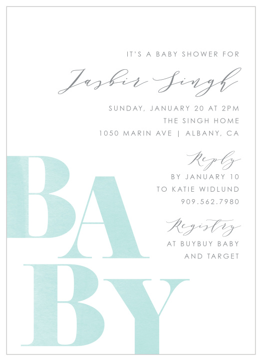 Our Baby Boy Boutique Baby Shower Invitations is simple, sweet and traditional.