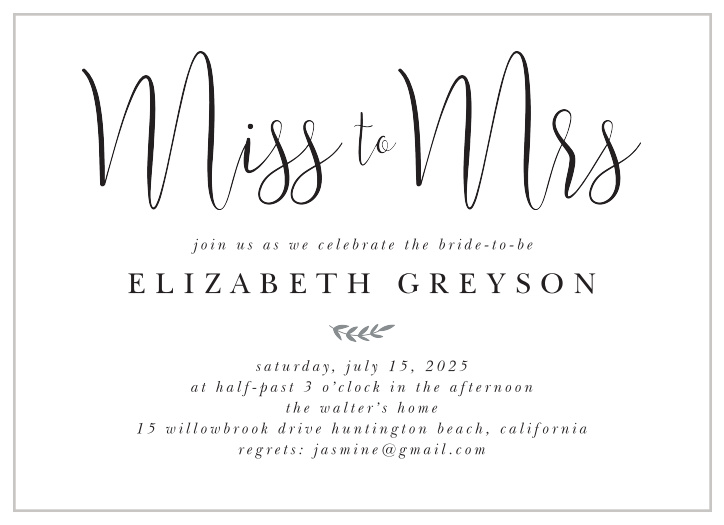 Miss To Mrs Bridal Shower Invitations Match Your Color Style Free