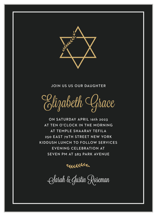 Bat Mitzvah Invitations | Match Your Colors & Style Free!