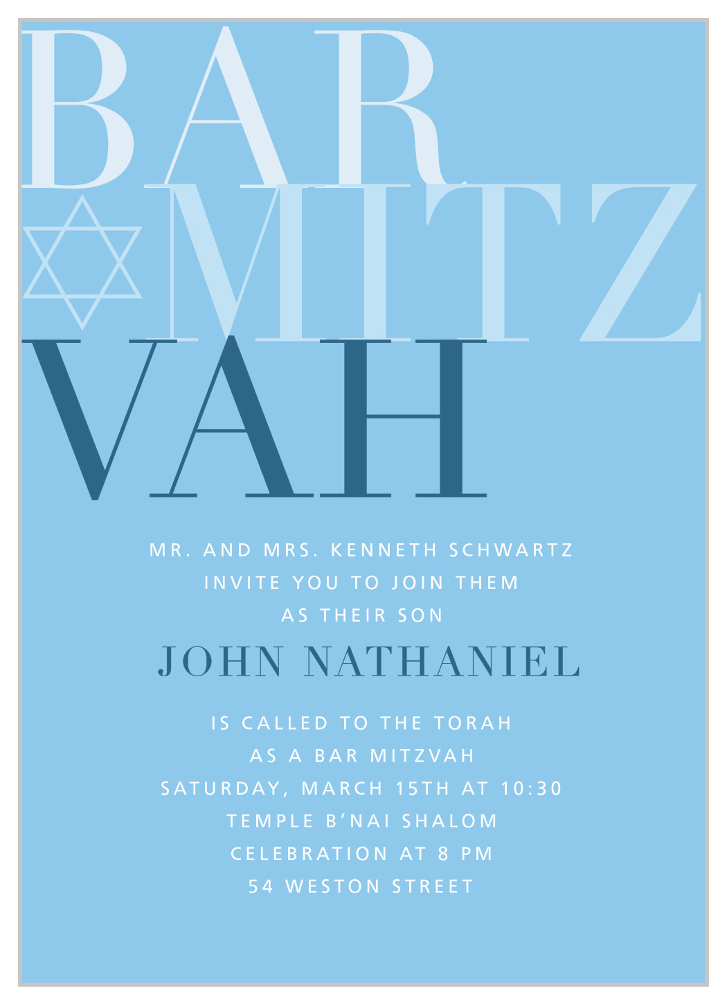 Bold Mitzvah Bar Mitzvah Invitations from Basic Invite
