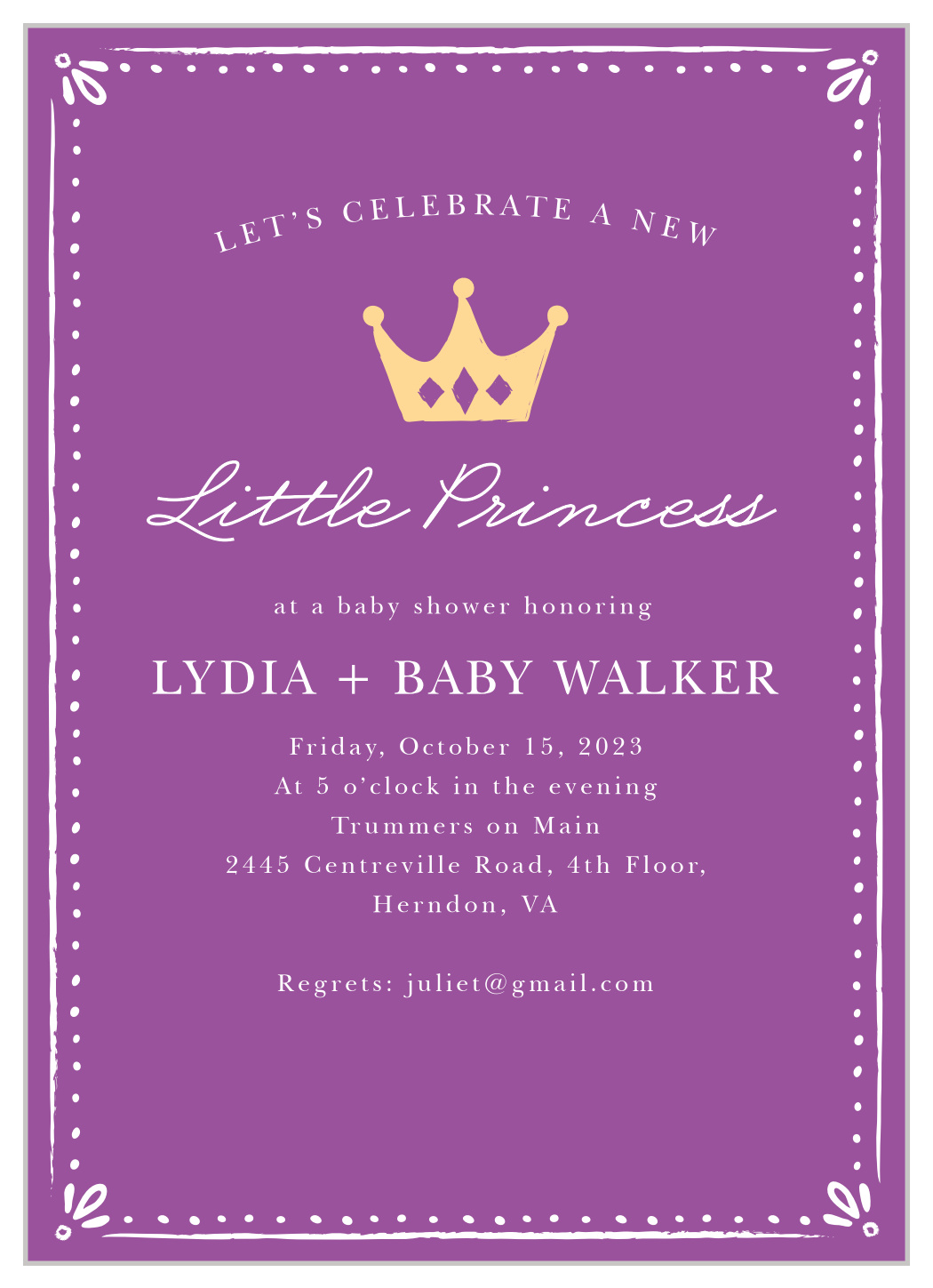 baby girl princess shower invitations