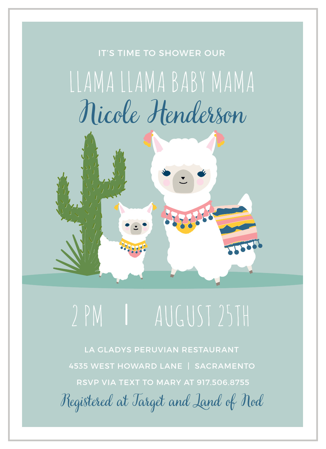llama baby invitations