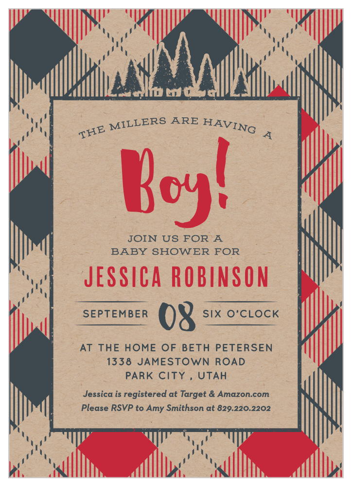 lumberjack baby shower invitations