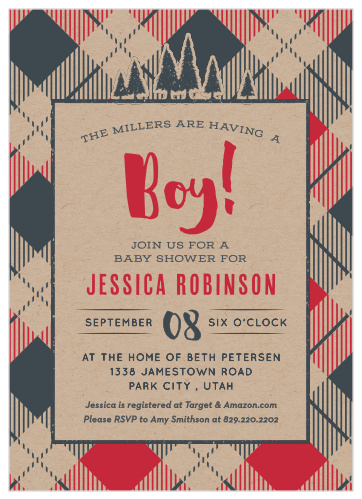 Our Lil' Lumberjack Baby Shower Invitations are the essence of warmth and adventure.