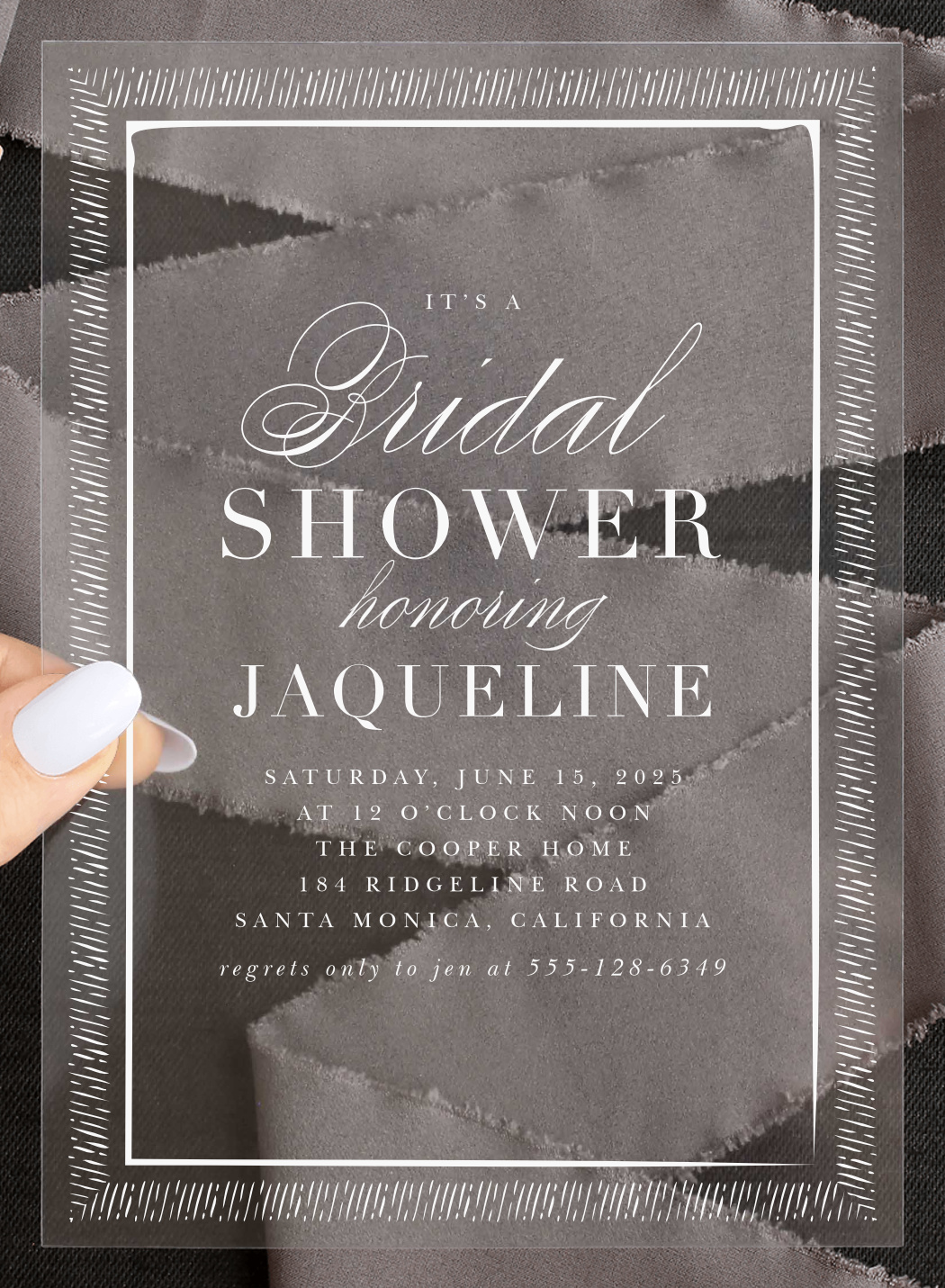 Handdrawn Border Clear Bridal Shower Invitations by Basic Invite