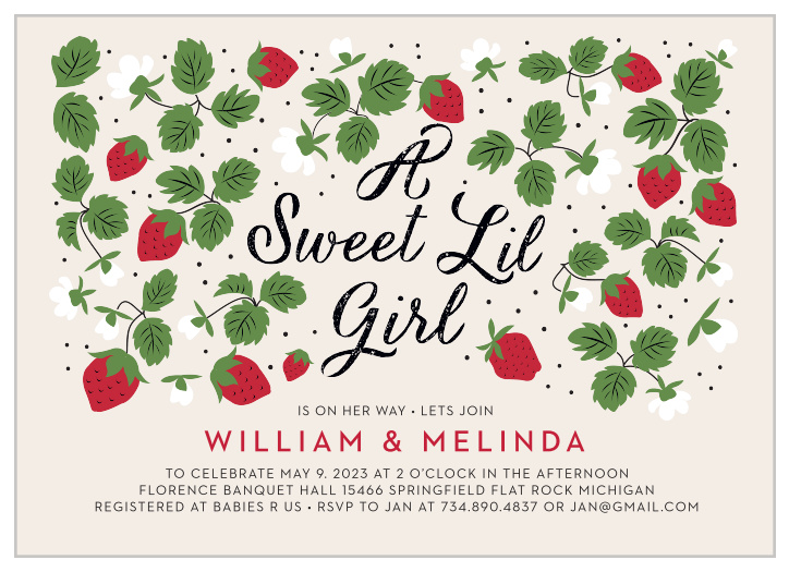 Our Strawberry Patch Baby Shower Invitations are the perfect choice for inviting loved ones to your shower. 