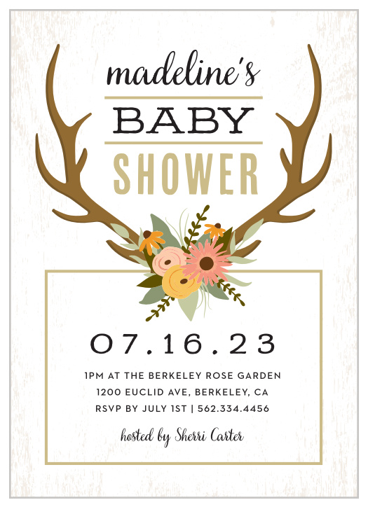 Our Country Antlers Baby Shower Invitations have a country charm to them that your future guests will love.