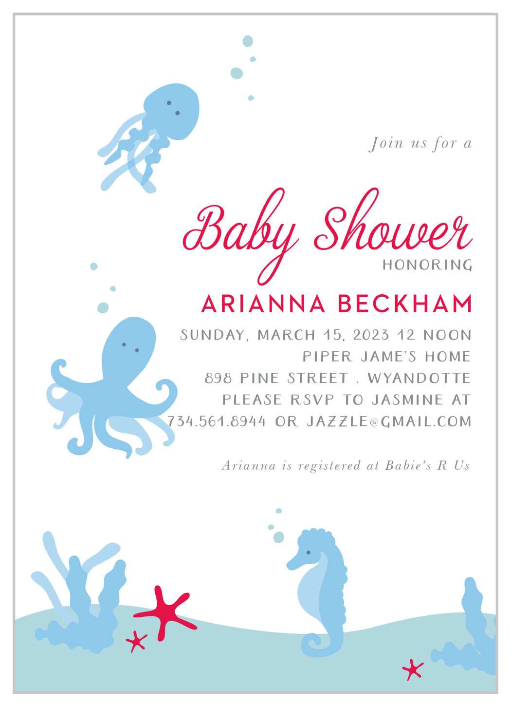 under the sea baby shower invitations