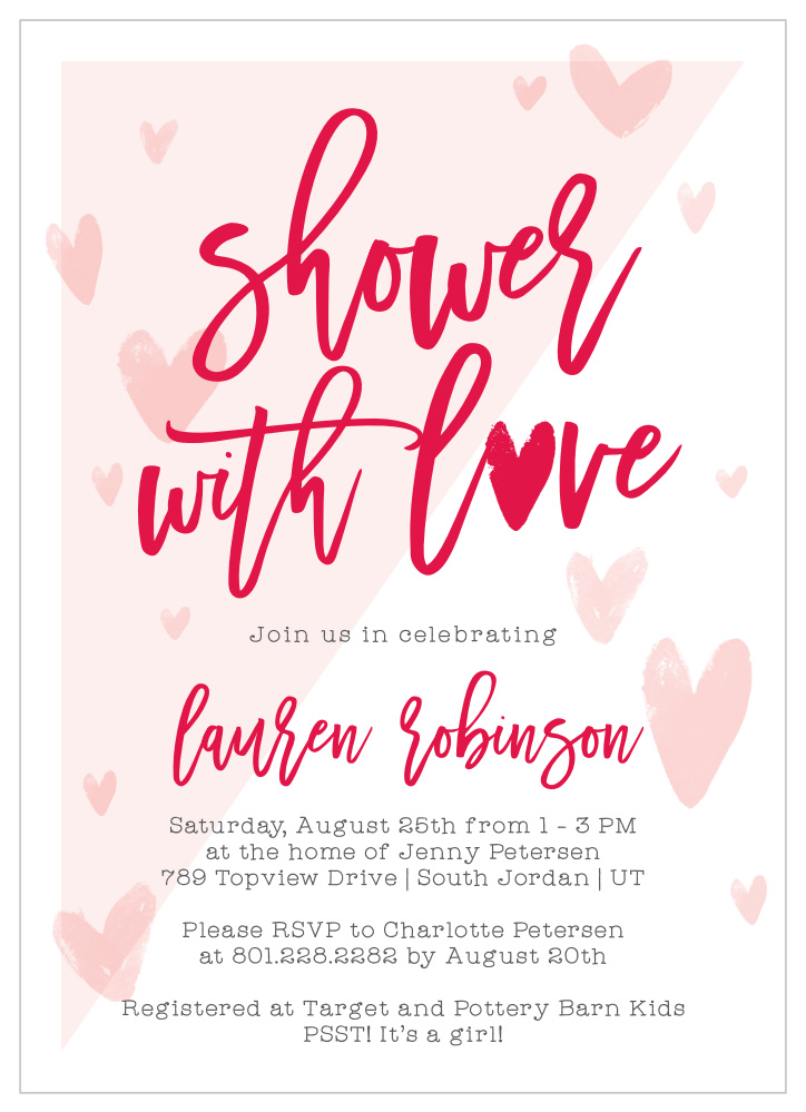Falling Hearts Baby Shower Invitations by Basic Invite