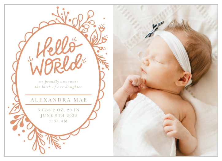 Our Floral Frame Birth Announcements are almost as lively and lovely as your newborn.