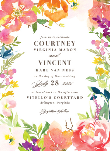 colorful garden wedding invitations by basic invite