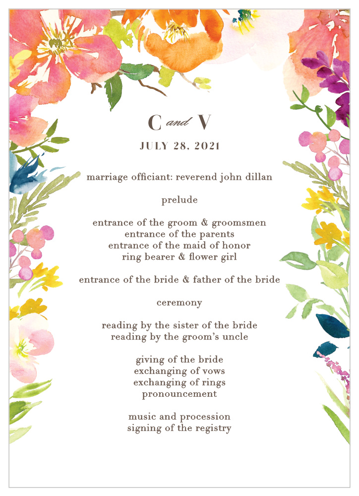 Colorful Garden Wedding Programs By Basic Invite