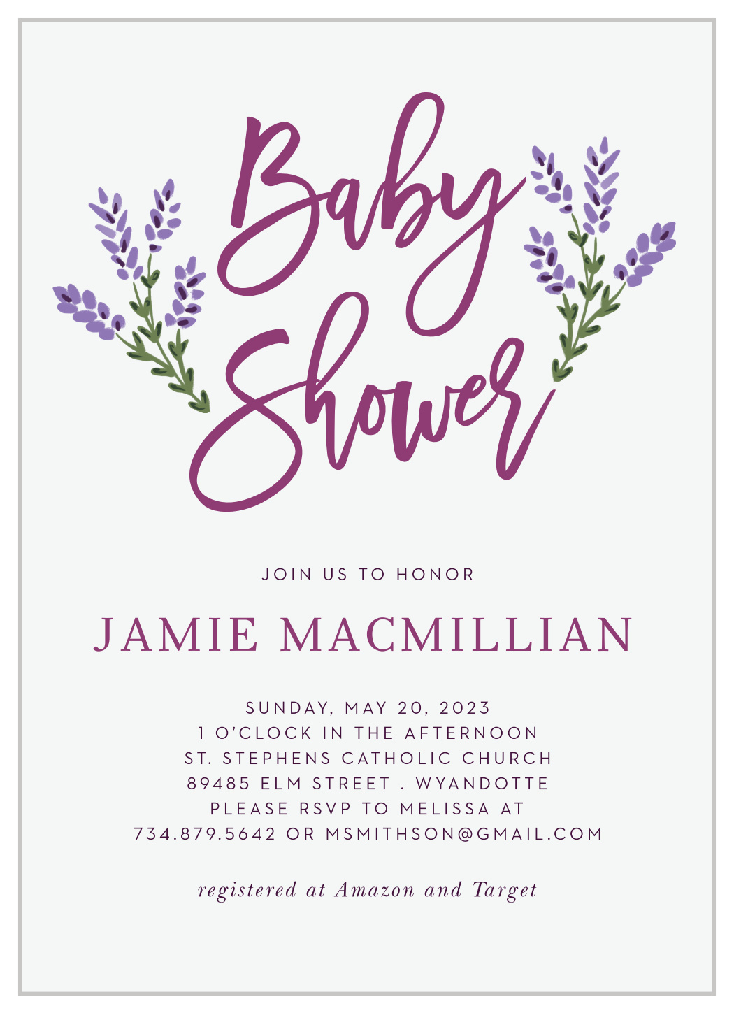 baby shower invitation in english