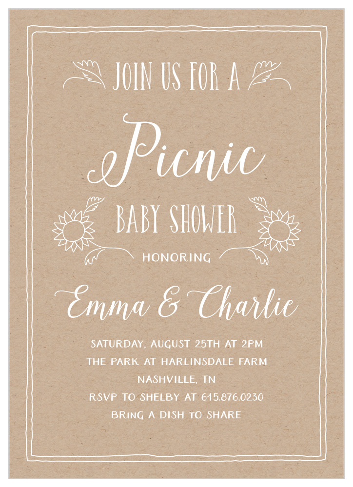 Kraft Picnic Baby Shower Invitations by Basic Invite