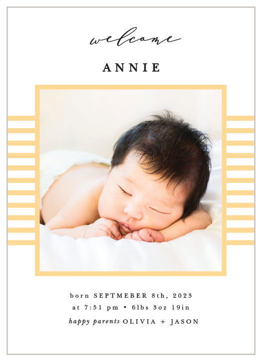 Our Lovely Lines Birth Announcements are bold and glamorous. 