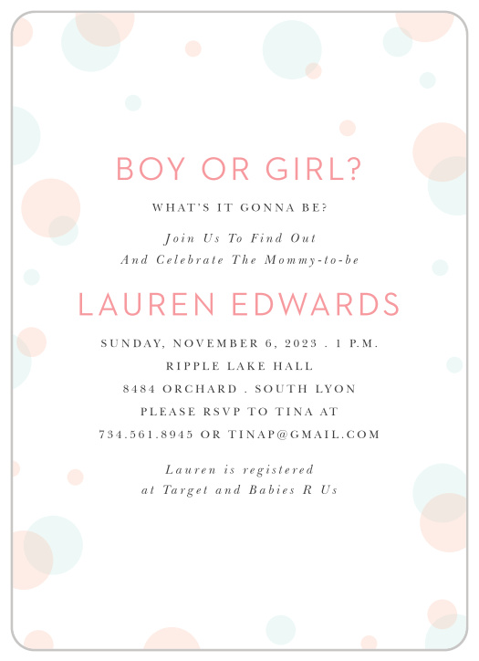polka dot baby shower invitations