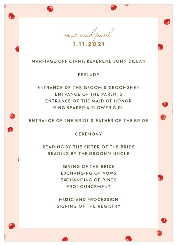 Winter Wedding Programs Match Your Color Style Free