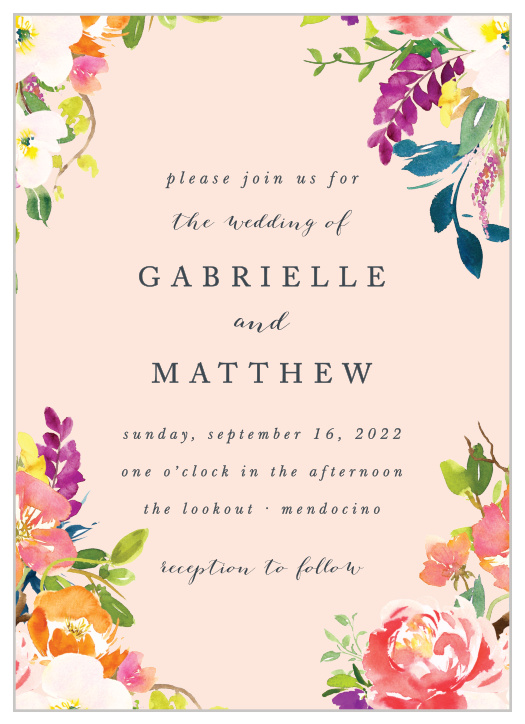 Enjoy the company of your friends and family when you use our Spring Peach Wedding Invitations to invite them. 