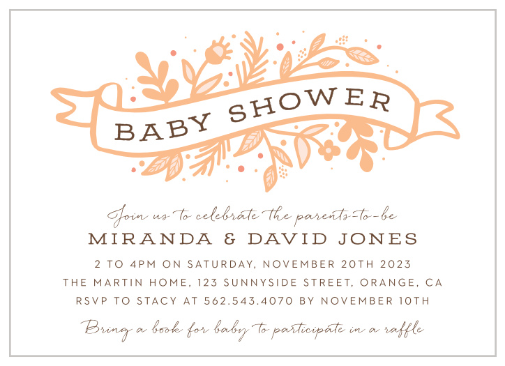Our Floral Banner Baby Shower Invitations incorporate traditional tattoo elements for a truly unique card. 